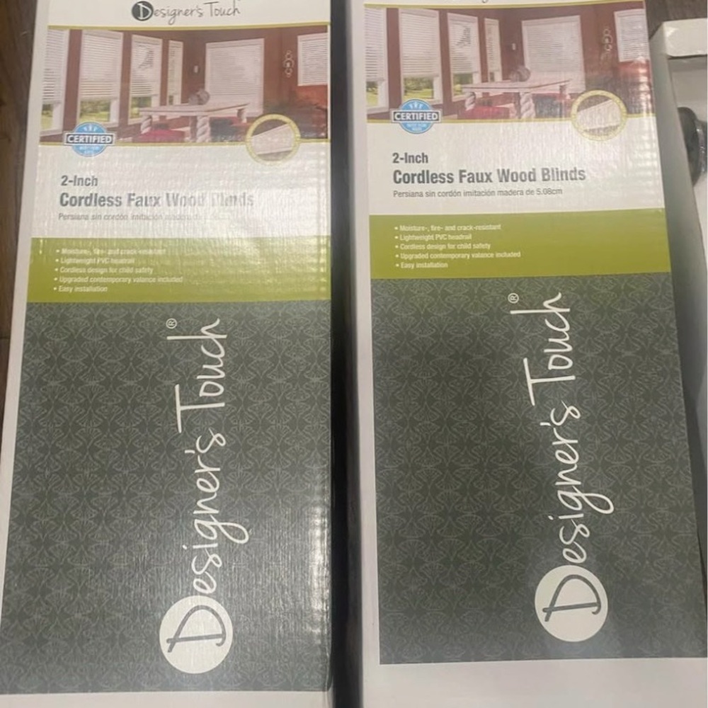 (2)-Cordless Faux Wood Blind NWOT